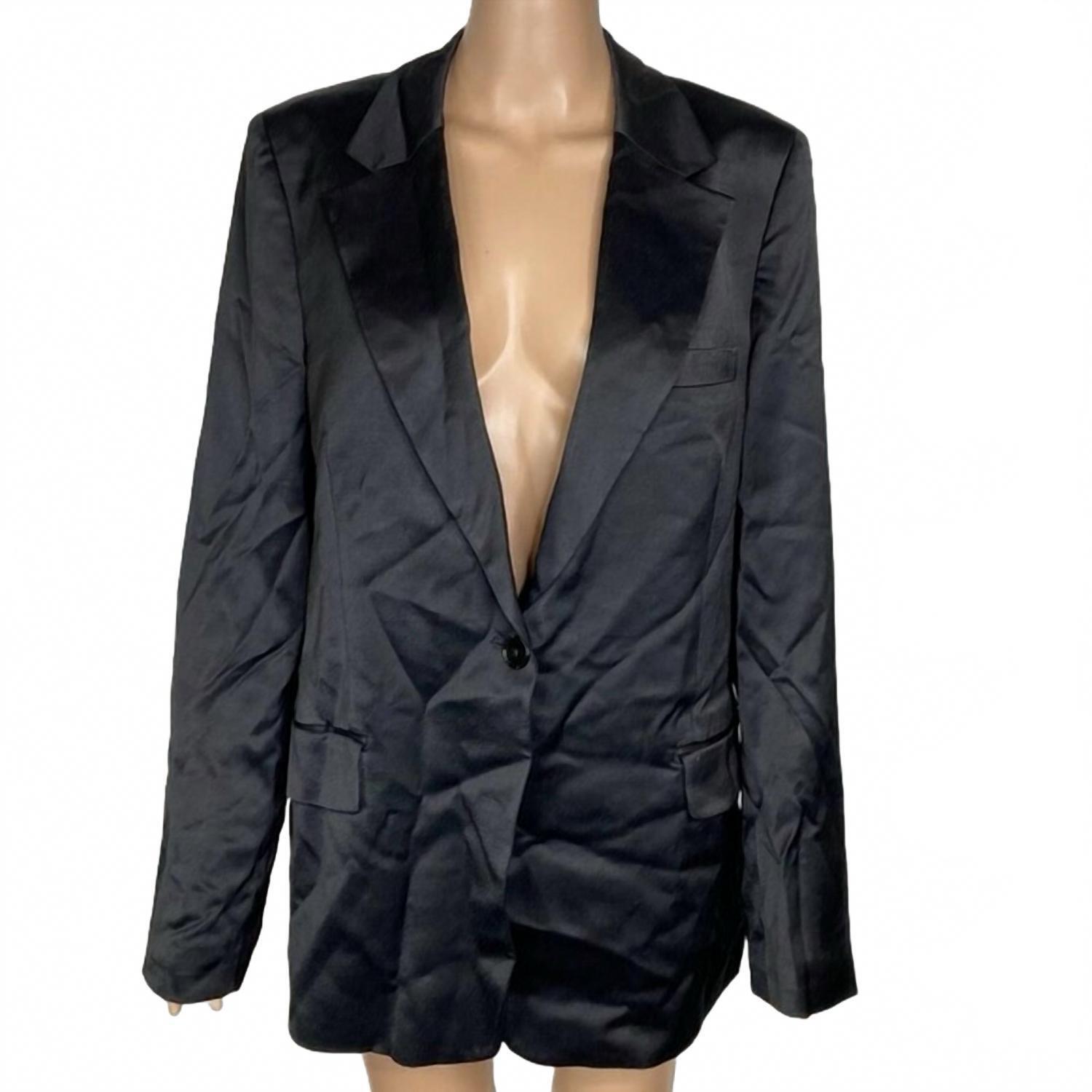 New Banana Republic Women's Satin Single-Breasted Suit Jacket In Black